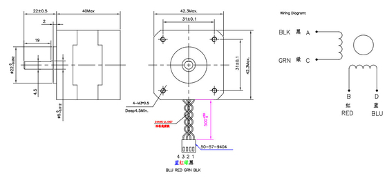 NEMA 17 động cơ bước lai đường kính 42mm